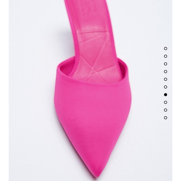 Zara Hot Pink Pointed Toe Heeled Mules - Picture 13 of 14